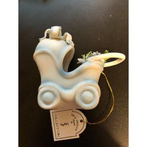 Porcelain Blue Baby Carriage Arte Porcelain designed by JS Collection Signed